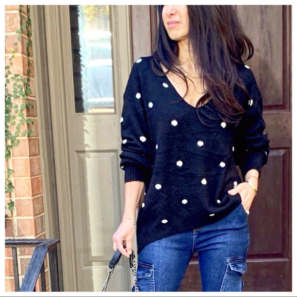 ✨LAST ✨PARIS✨Black polka dot light spring sweater - Picture 5 of 7